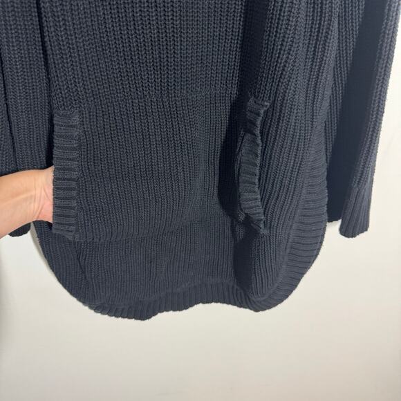 UGG Sweater Women S Black Knit Kangaroo Pocket Minimal Modest Boho Tunic Turtle - Picture 6 of 8